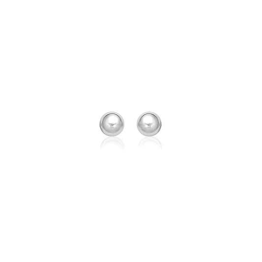 14k White Gold Spherical Stud Earrings (7.0 mm)-0