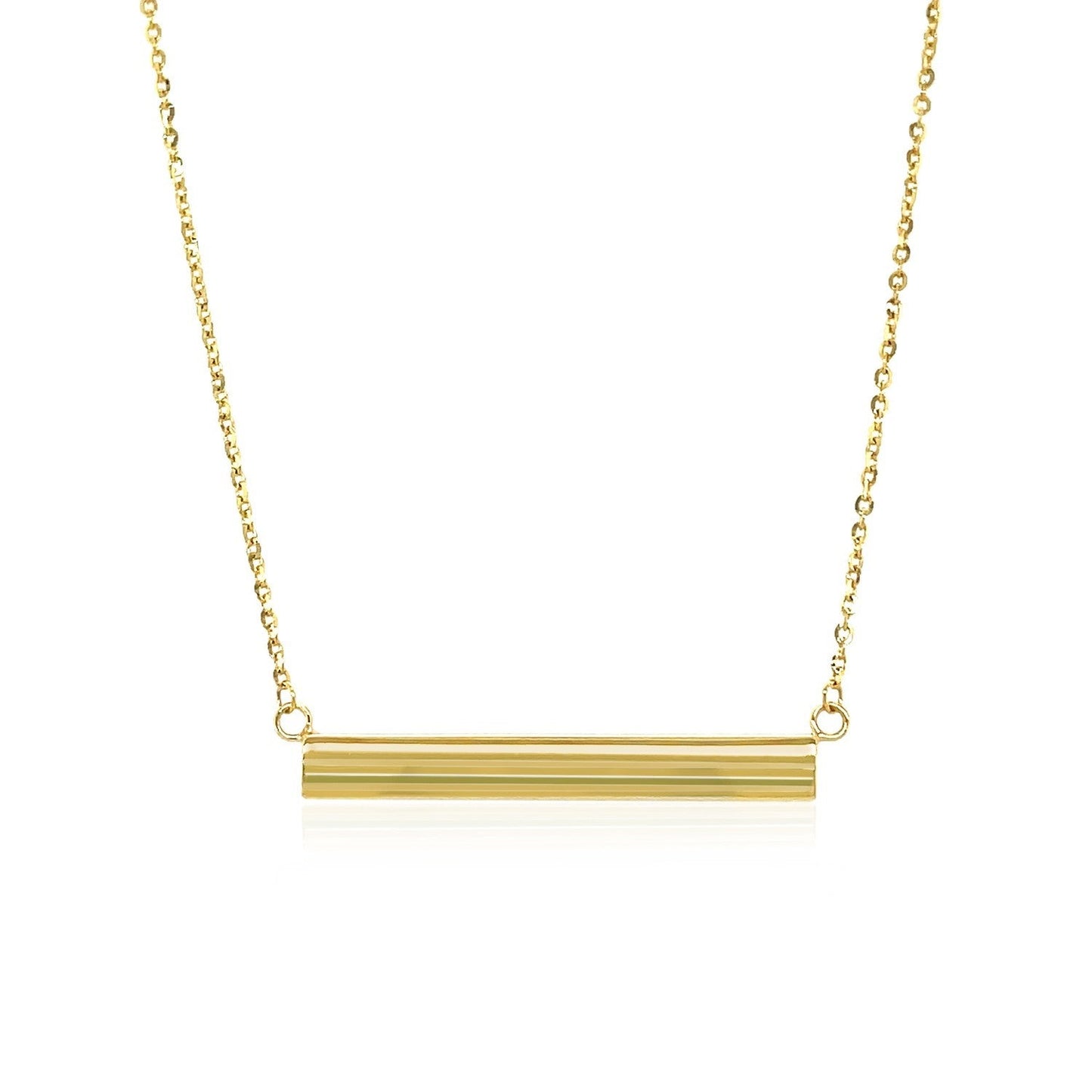 14k Yellow Gold Chain Necklace with a Shiny Flat Bar-0