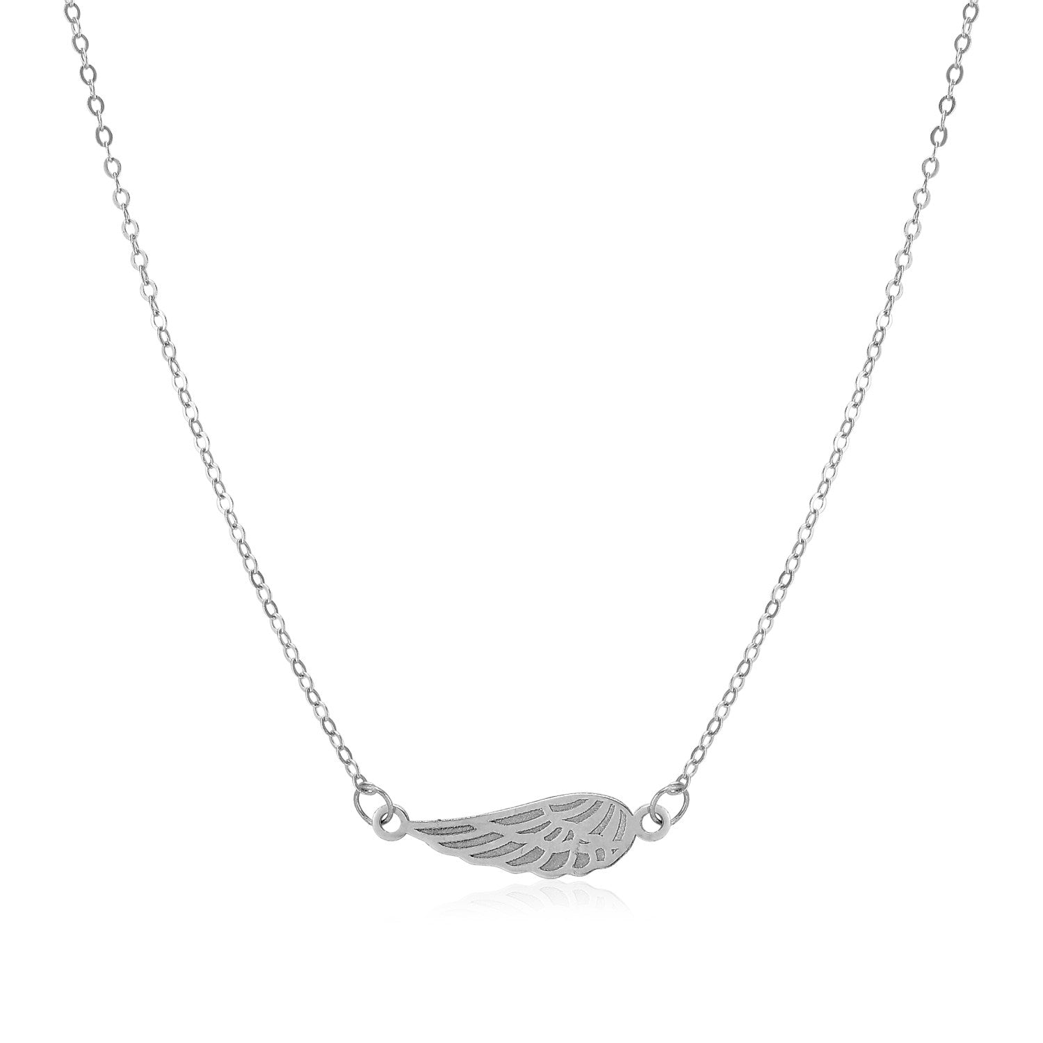 14K White Gold Angel Wing Necklace-0
