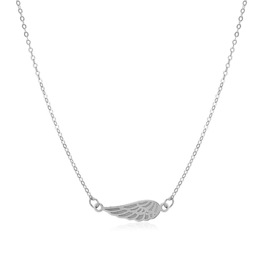 14K White Gold Angel Wing Necklace-0