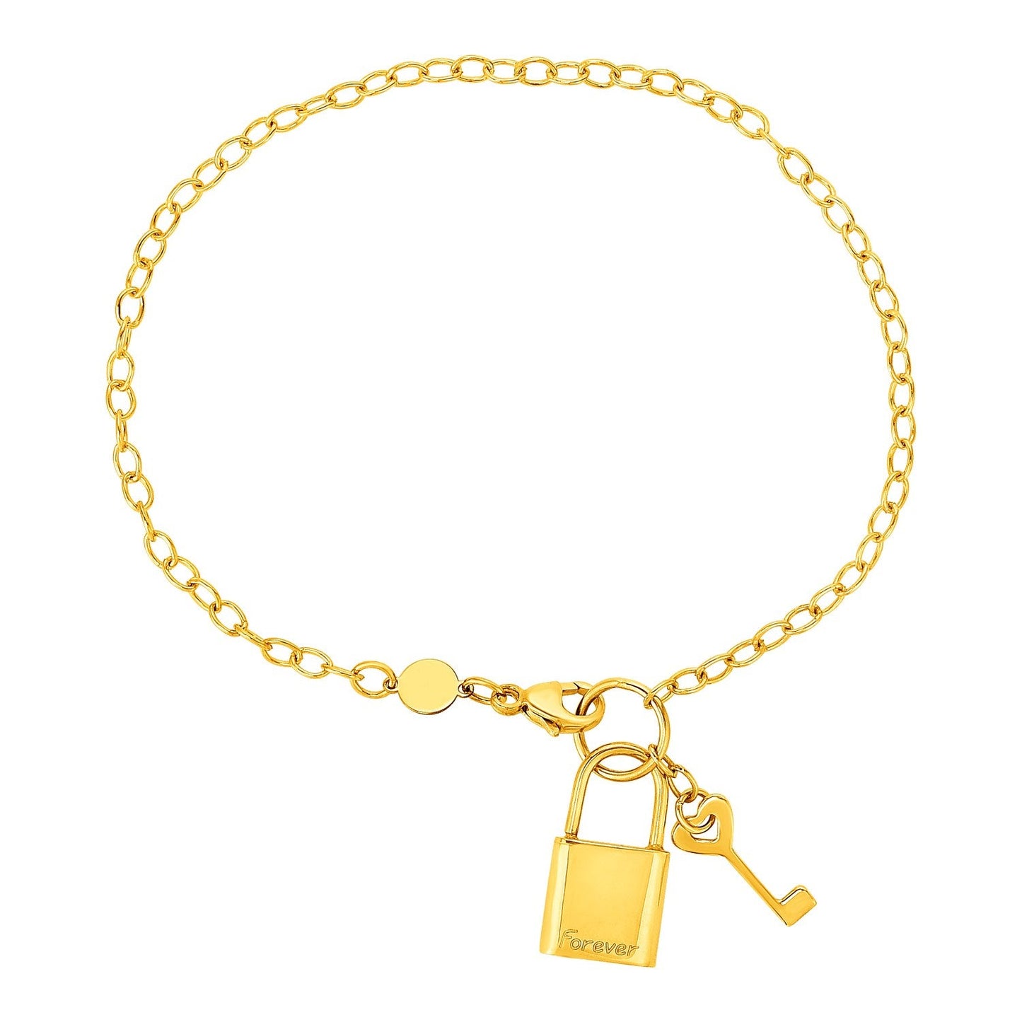 Bracelet with Lock and Key in 14k Yellow Gold-0