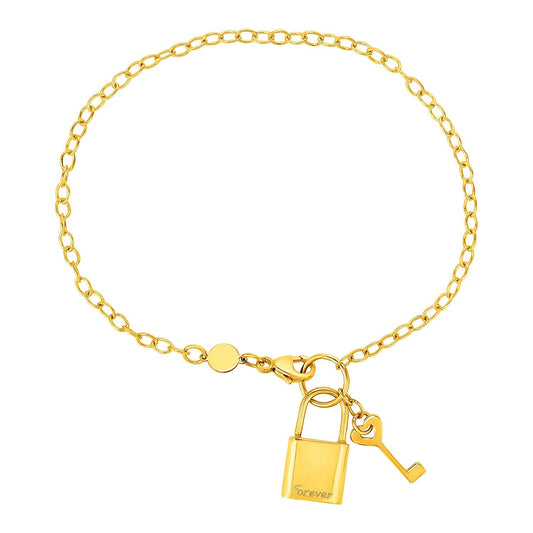 Bracelet with Lock and Key in 14k Yellow Gold-0