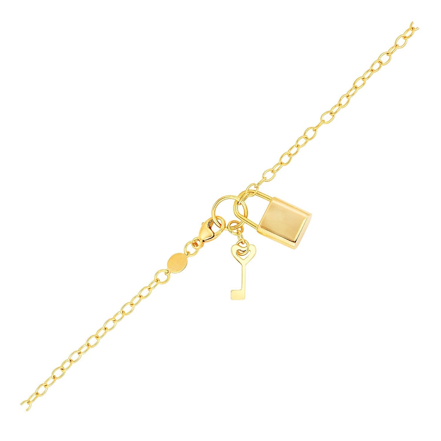 Bracelet with Lock and Key in 14k Yellow Gold-1