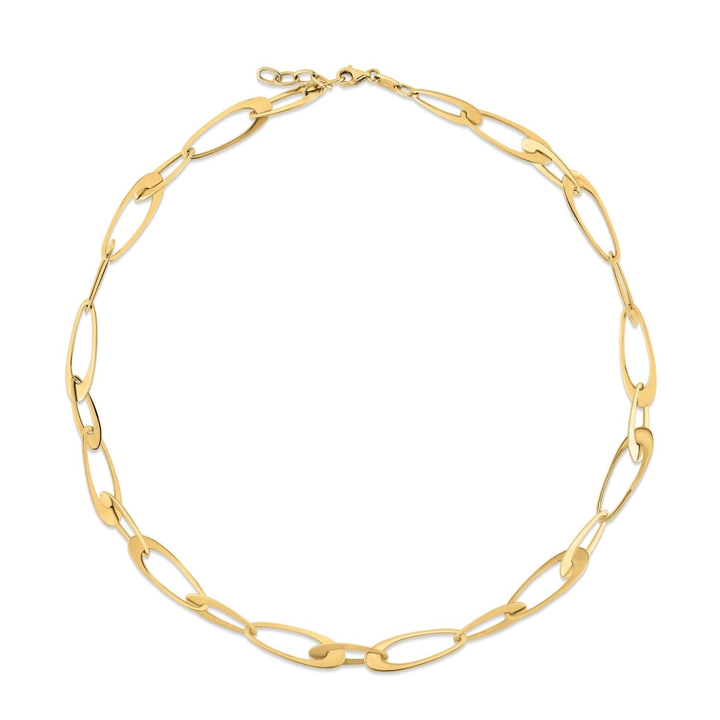 14K Yellow Gold Italian Oval Links Necklace-0