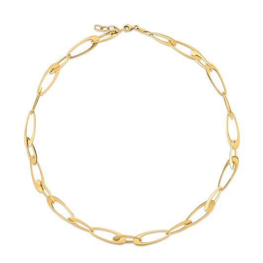 14K Yellow Gold Italian Oval Links Necklace-0