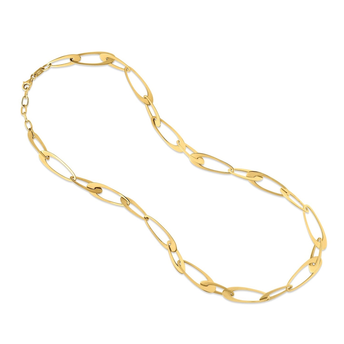 14K Yellow Gold Italian Oval Links Necklace-1