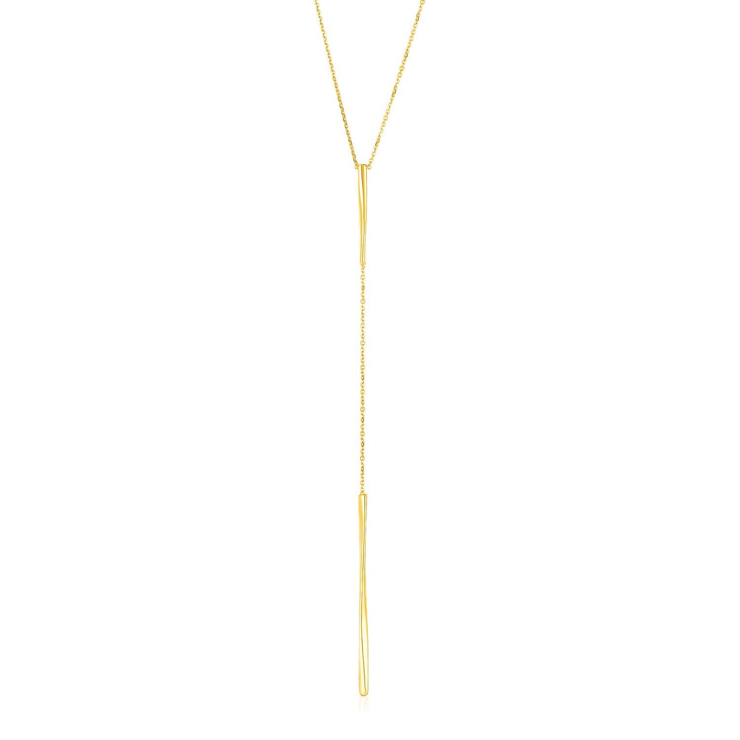 14k Yellow Gold Lariat Necklace with Polished Twisted Bars-0