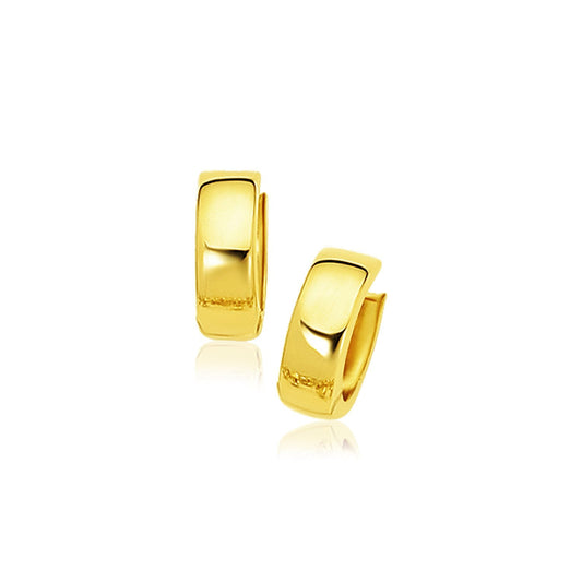 14k Yellow Gold Snuggable Hoop Earrings-0