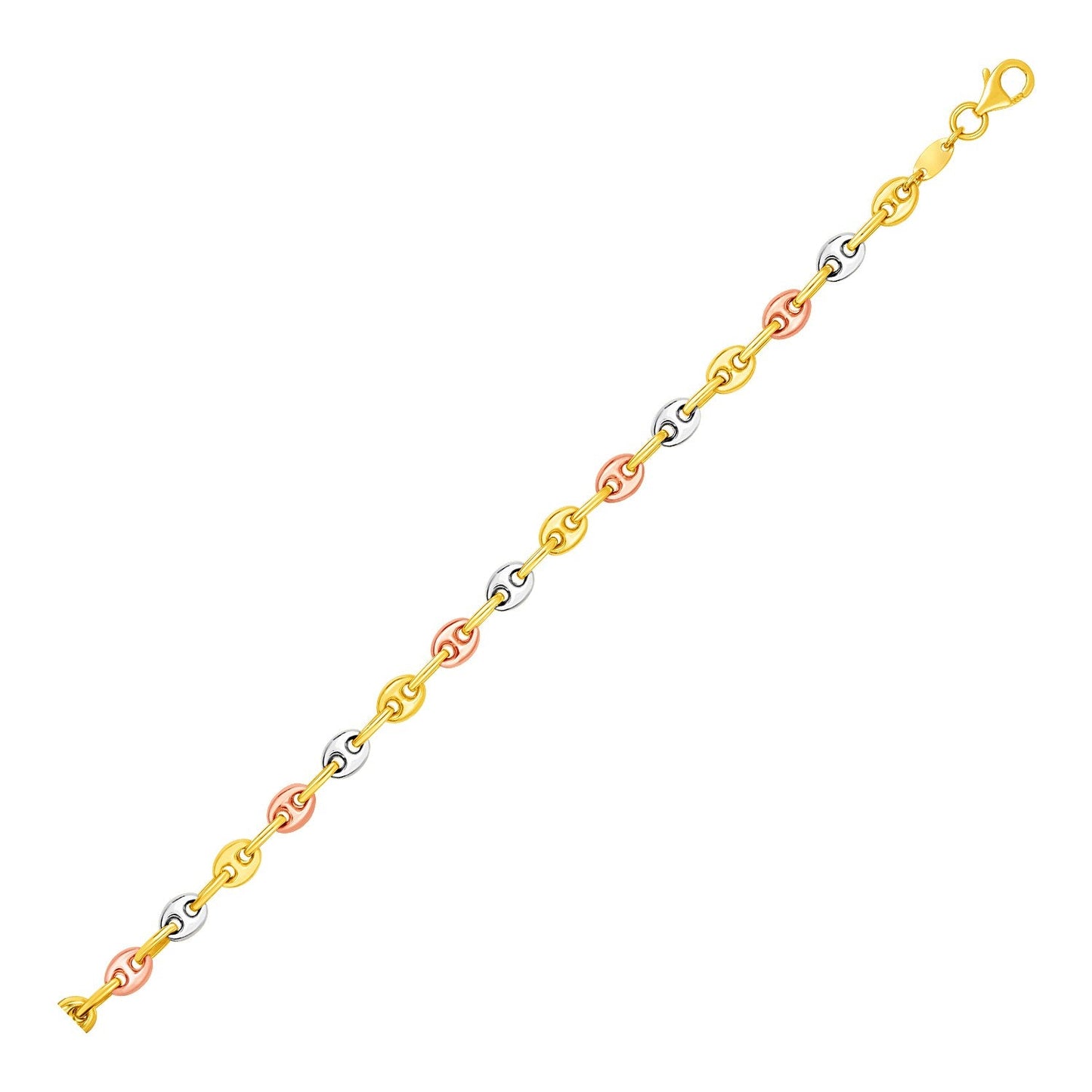 14k Tri Color Gold Mariner Link Bracelet-0