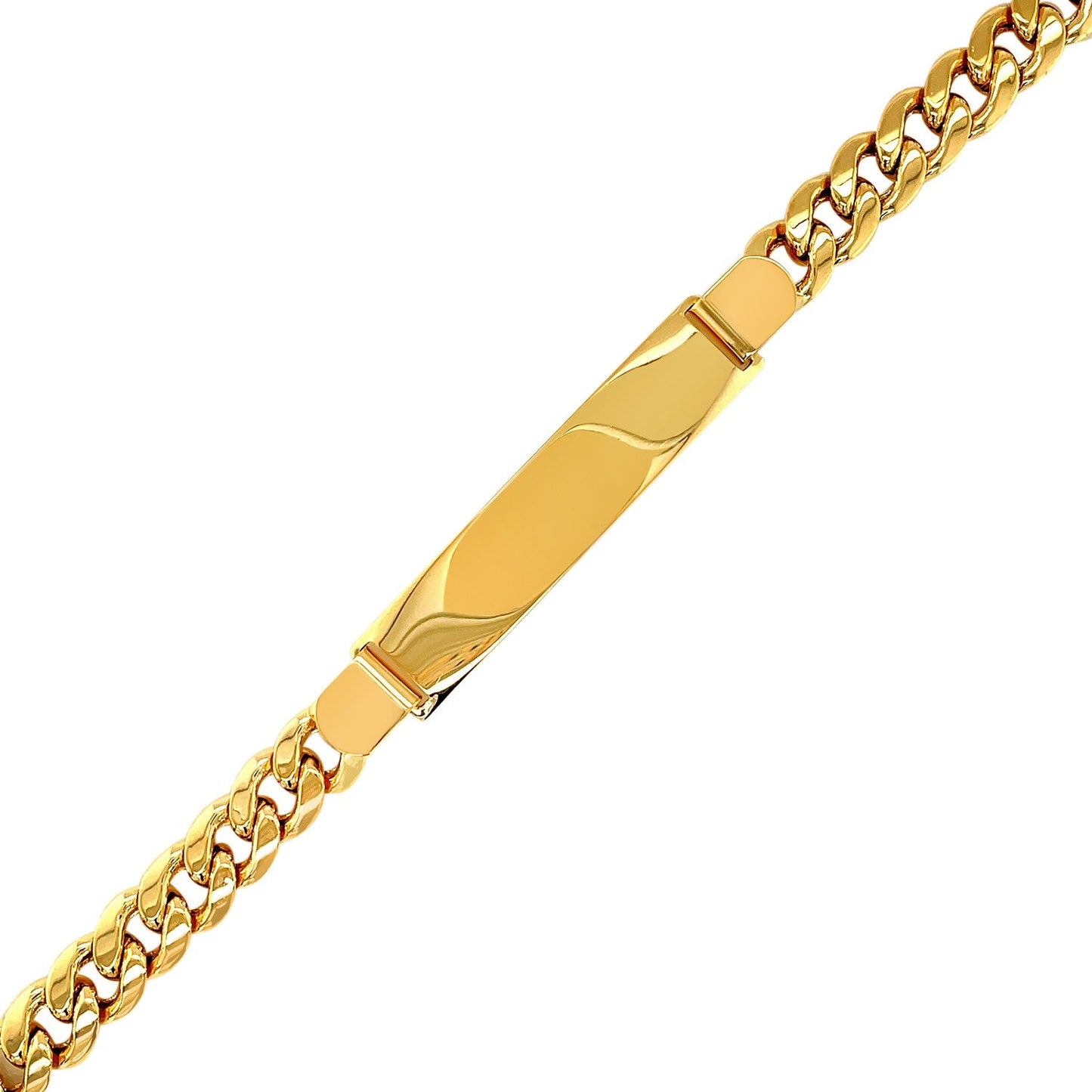 14k Yellow Gold Men's ID Cuban Chain Bracelet-1
