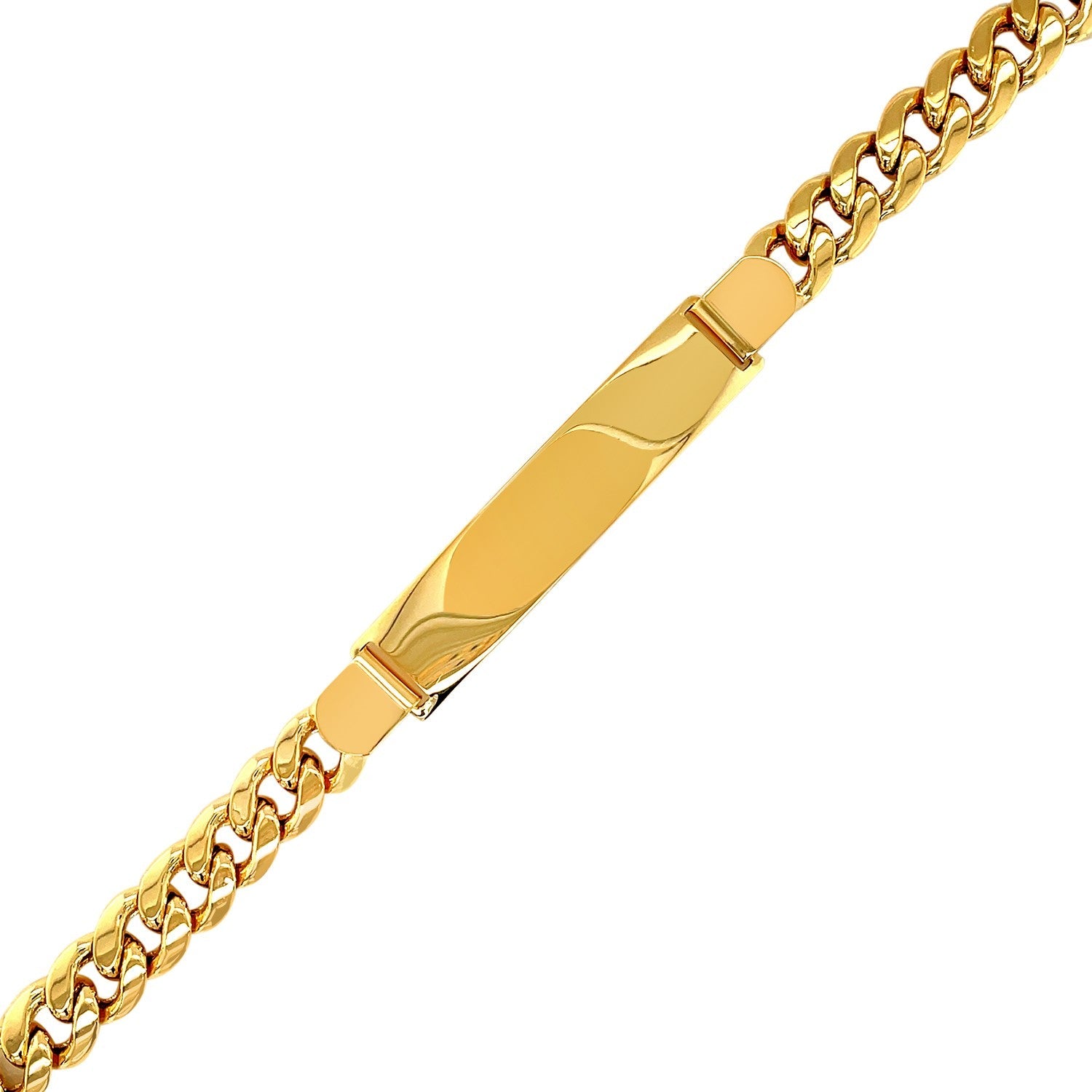 14k Yellow Gold Men's ID Cuban Chain Bracelet-1