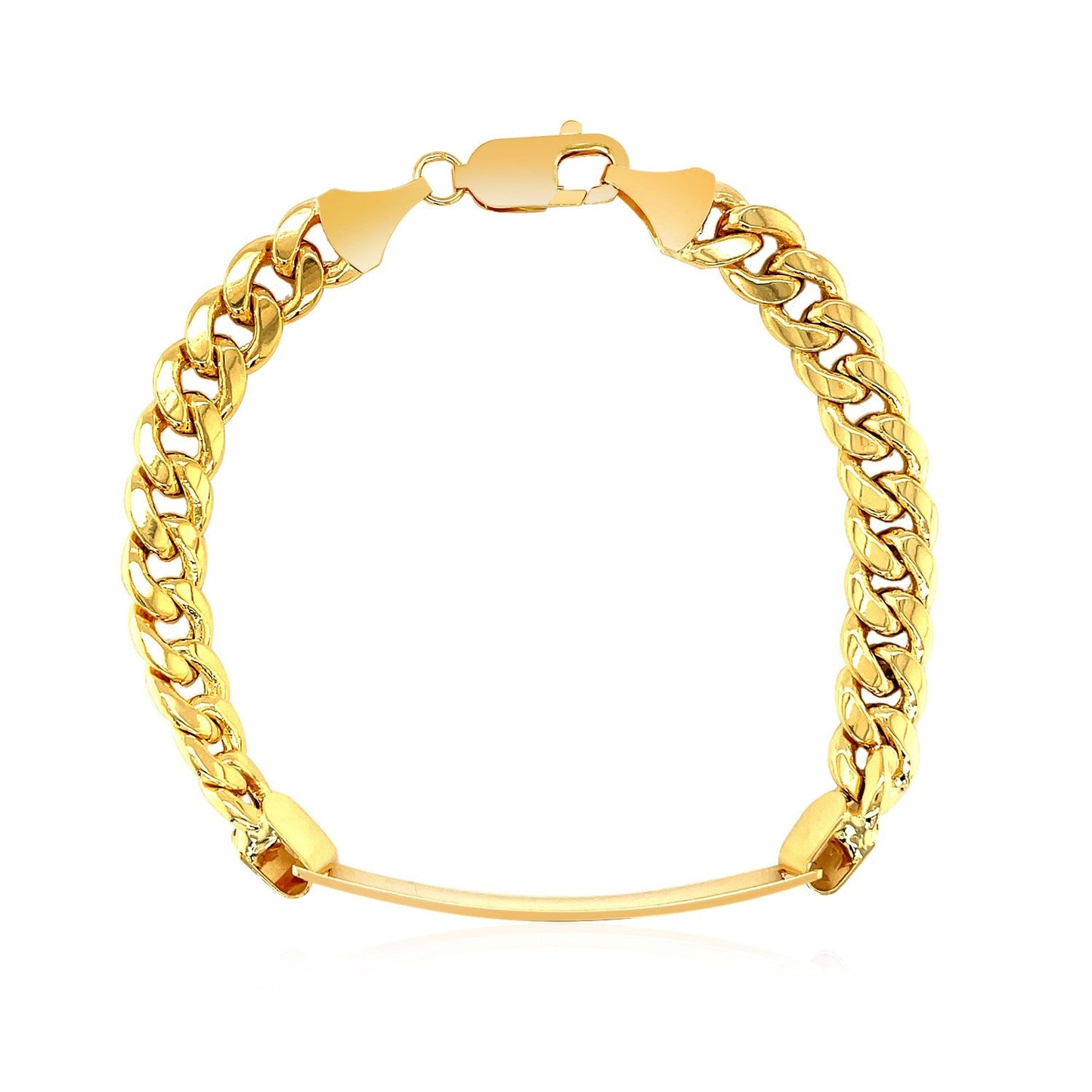 14k Yellow Gold Men's ID Cuban Chain Bracelet-2