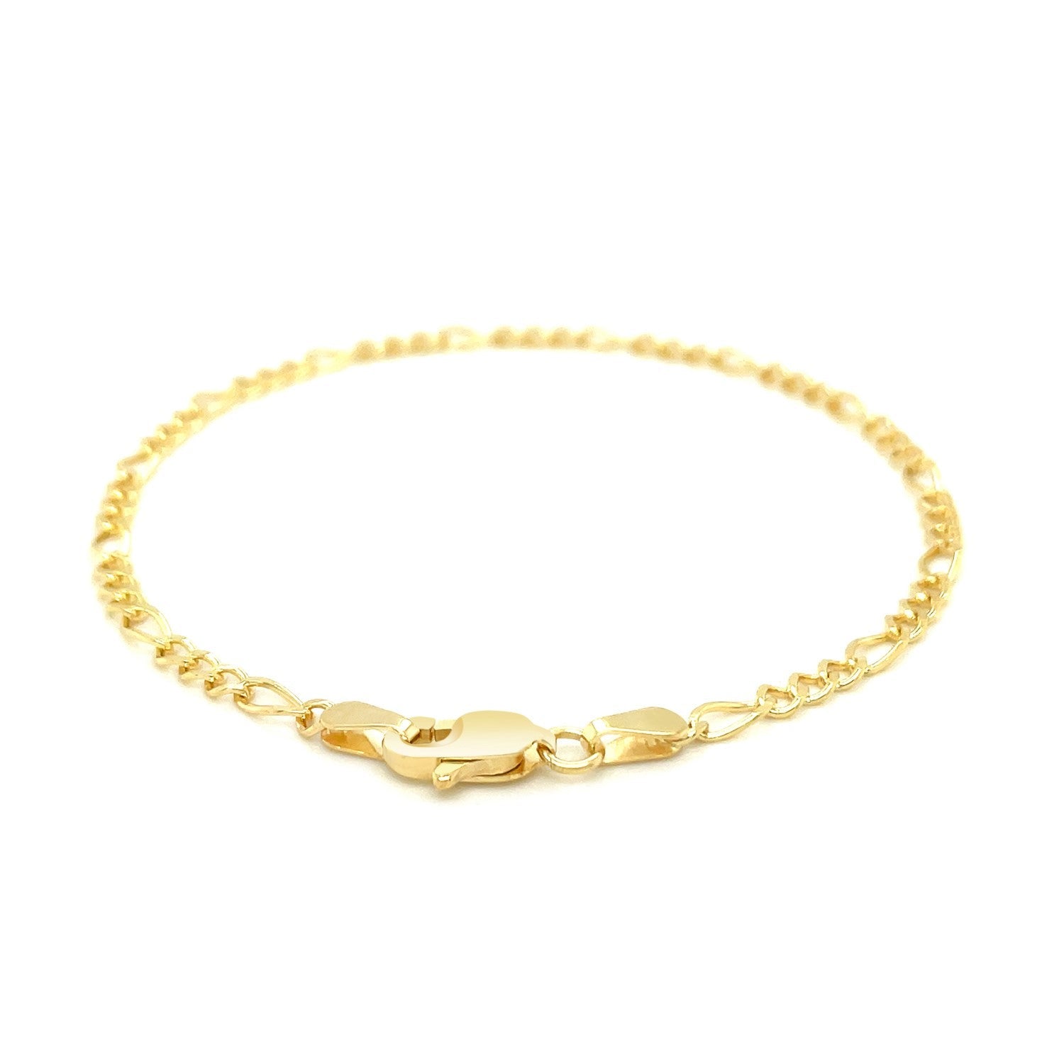 2.6mm 10k Yellow Gold Link Figaro Bracelet-2