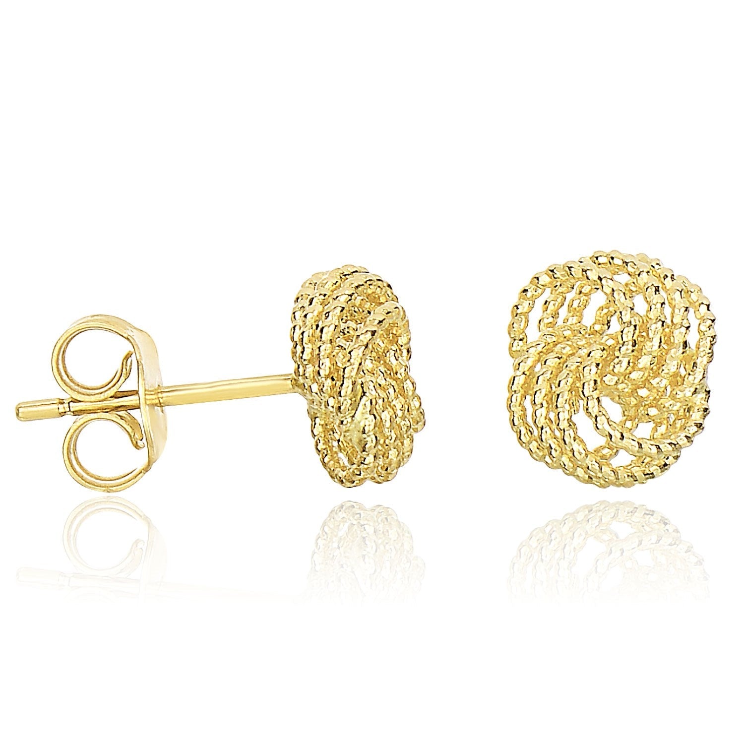 14k Yellow Gold Textured Finish Love Knot Style Earrings-0