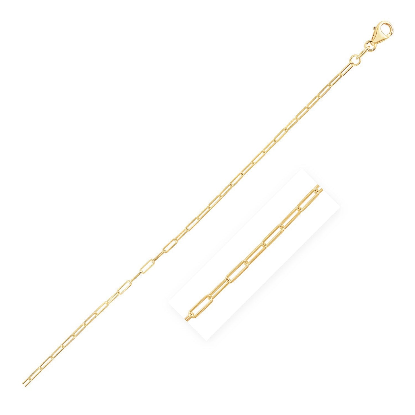 14K Yellow Gold Fine Paperclip Anklet (1.5mm)-0