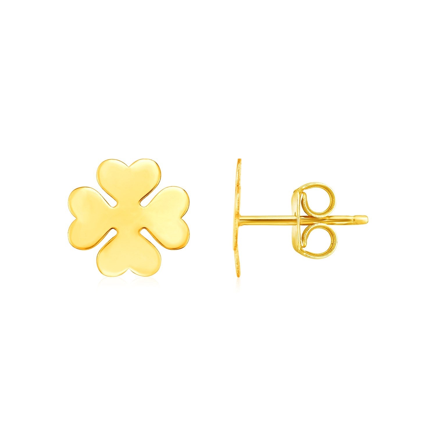 14K Yellow Gold Four Leaf Clover Earrings-0