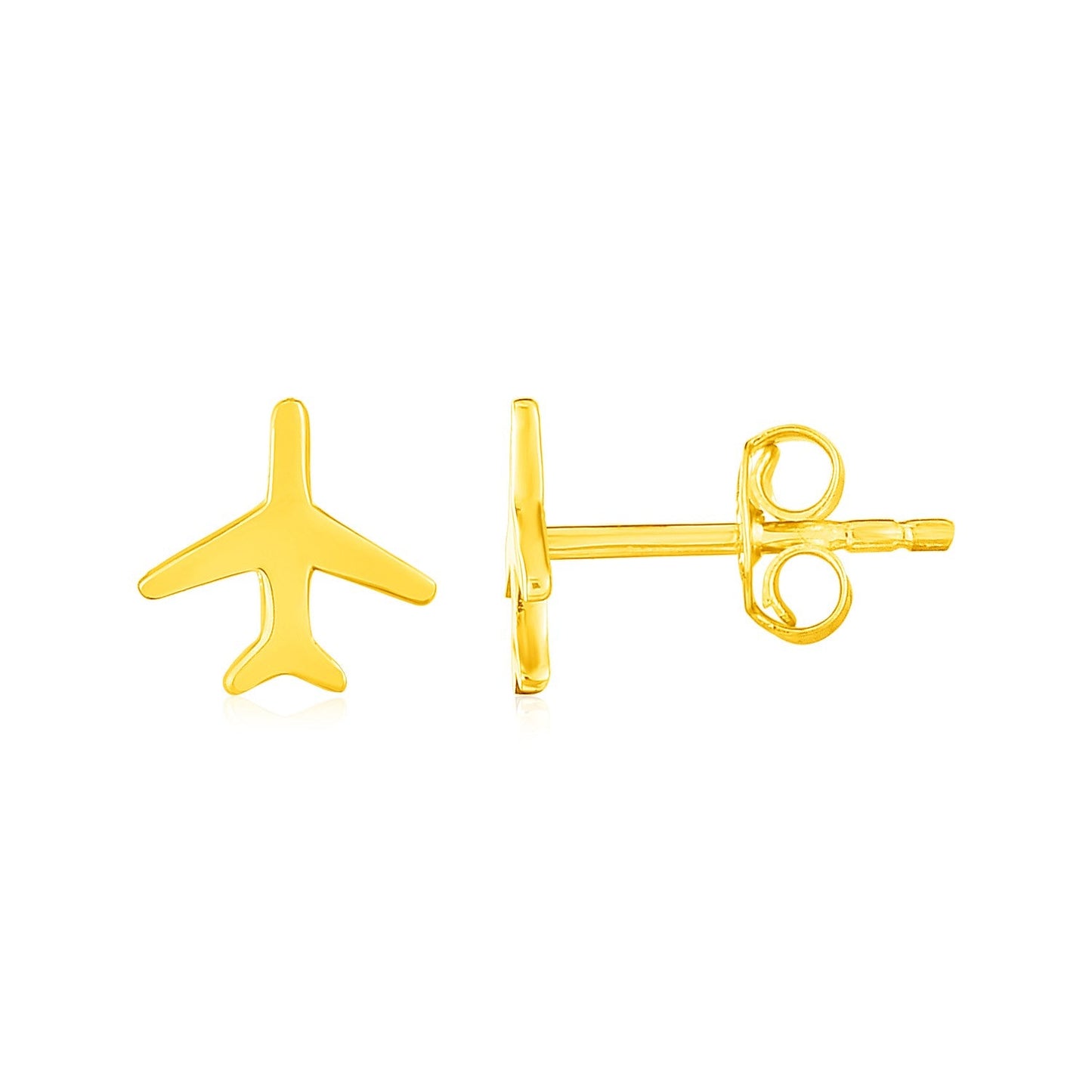 14K Yellow Gold Airplane Earrings-0