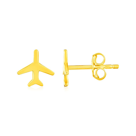 14K Yellow Gold Airplane Earrings-0