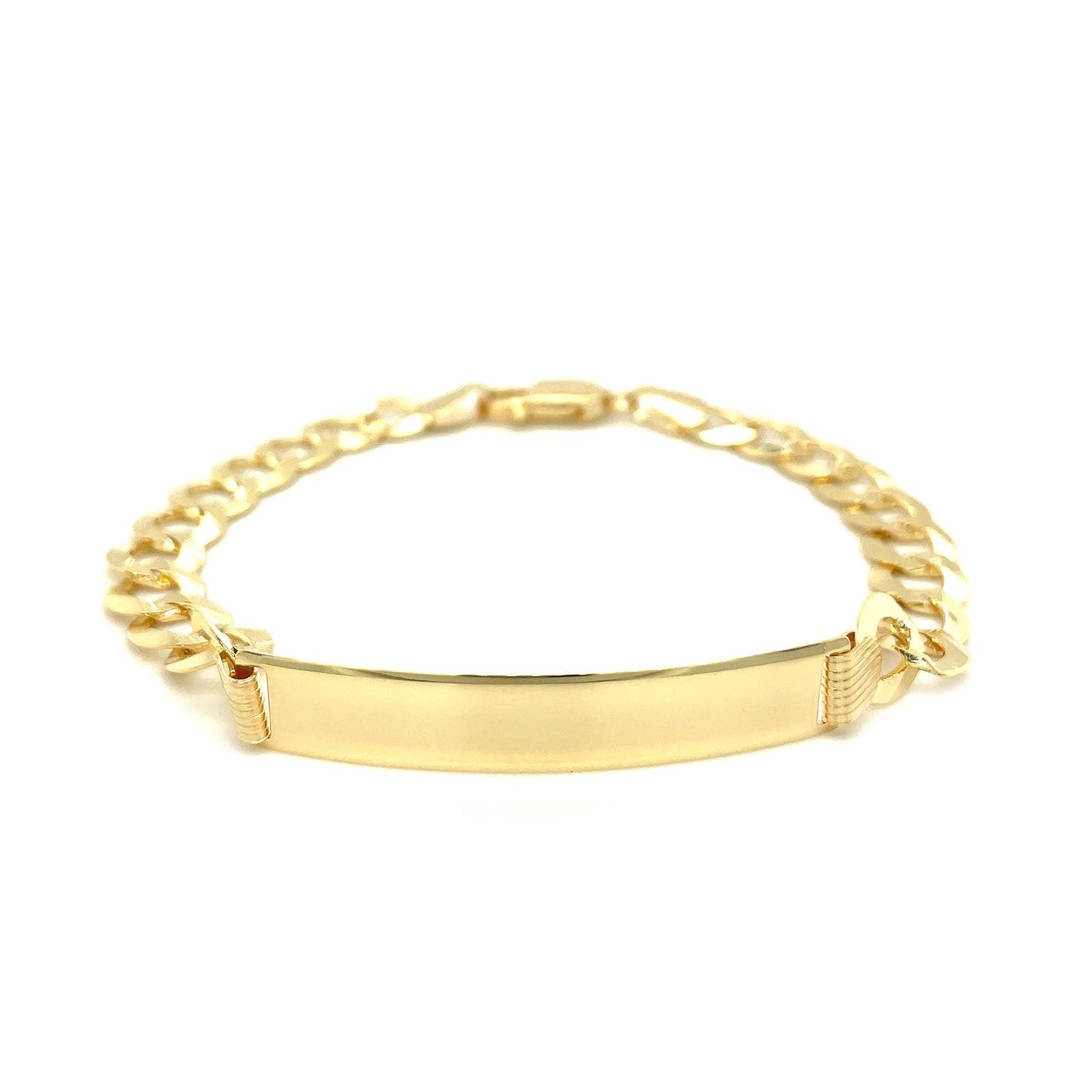 14k Yellow Gold 8 1/2 inch Mens Curb Chain ID Bracelet-1