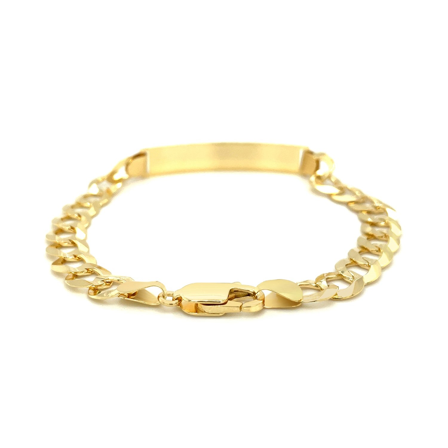 14k Yellow Gold 8 1/2 inch Mens Curb Chain ID Bracelet-2