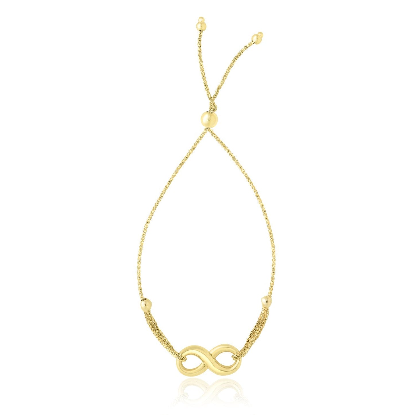 14k Yellow Gold Infinity Motif Adjustable Lariat Bracelet-0