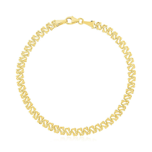 14k Yellow Gold High Polish Textured Fancy Chain Bracelet (4mm)-0