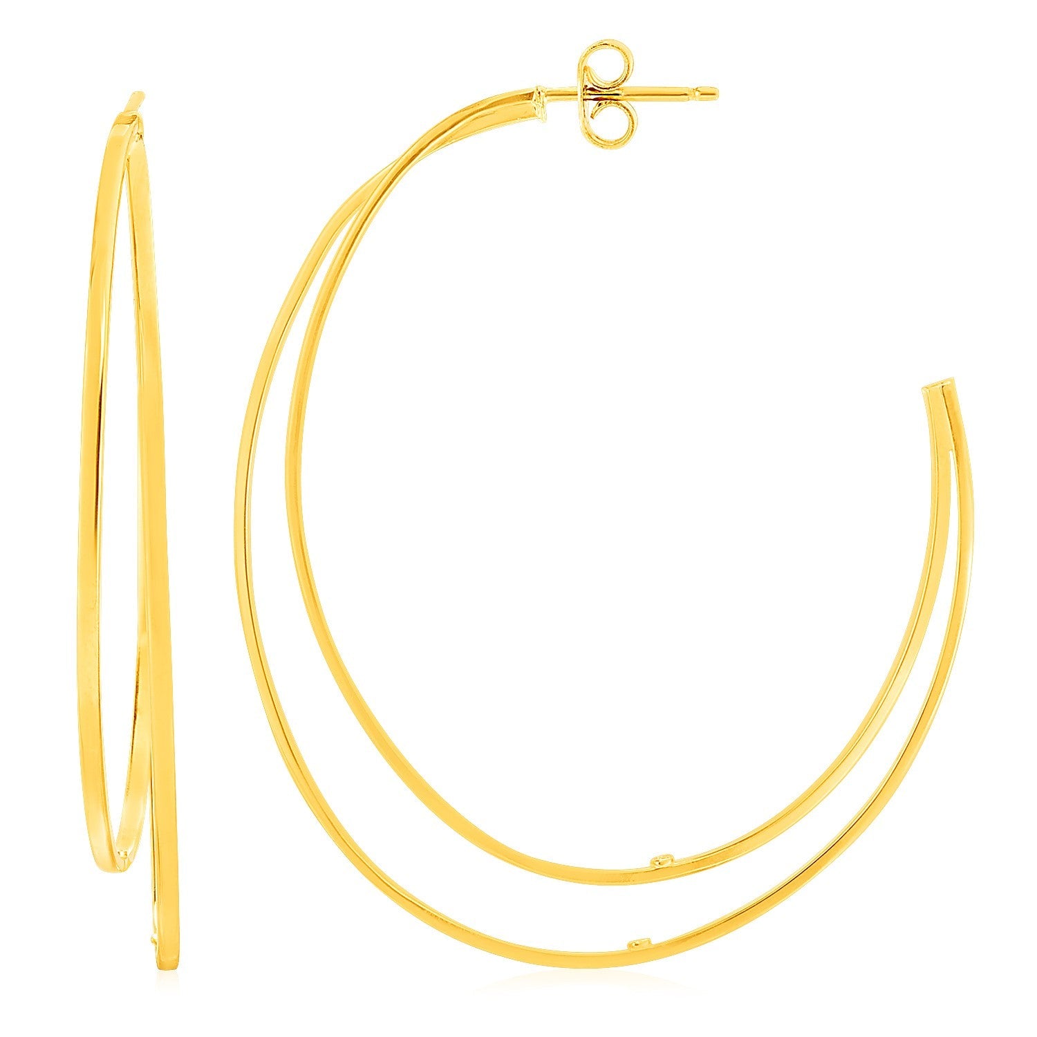 14k Yellow Gold Large Double Hoop Earrings-0