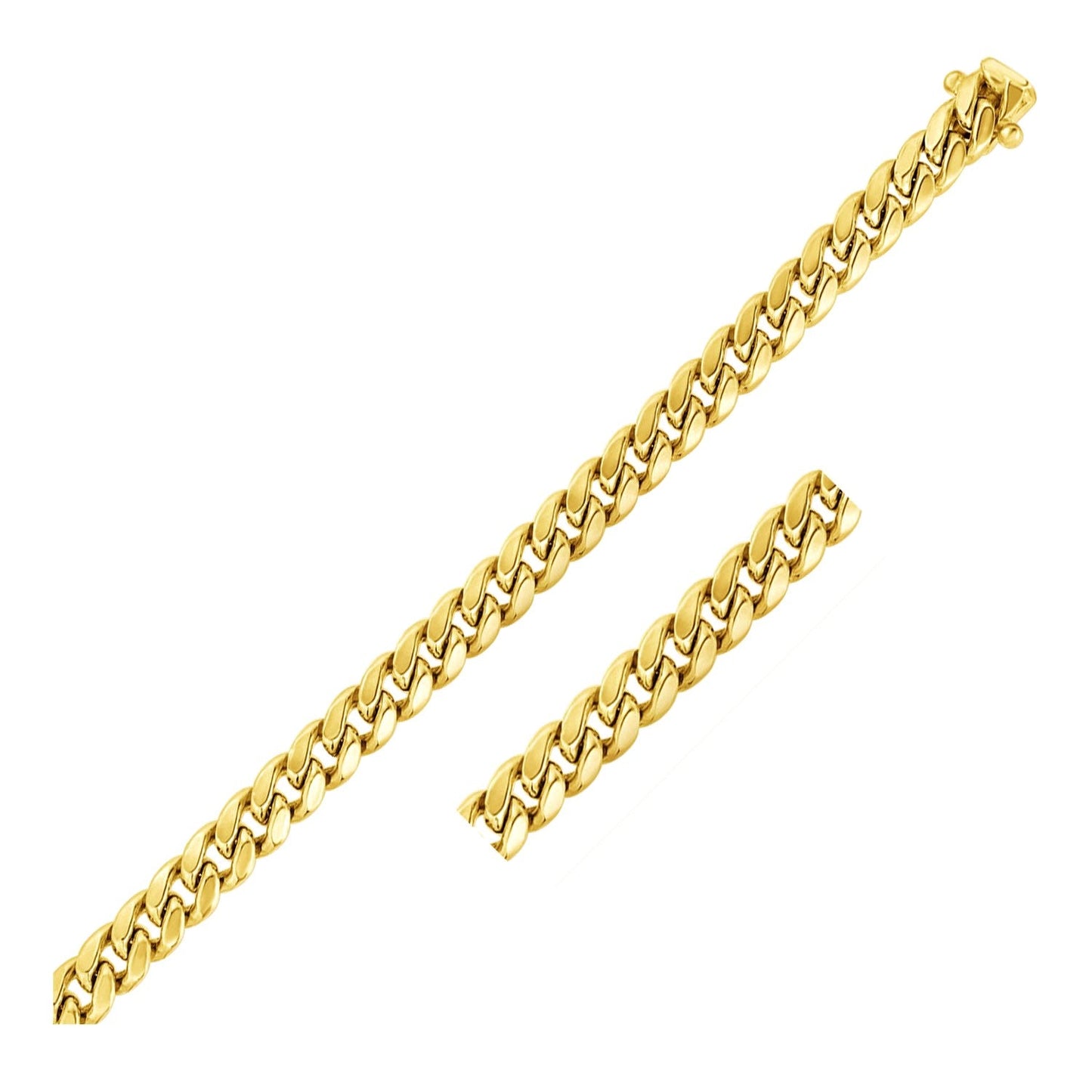 7.5mm 14k Yellow Gold Semi Solid Miami Cuban Bracelet-0
