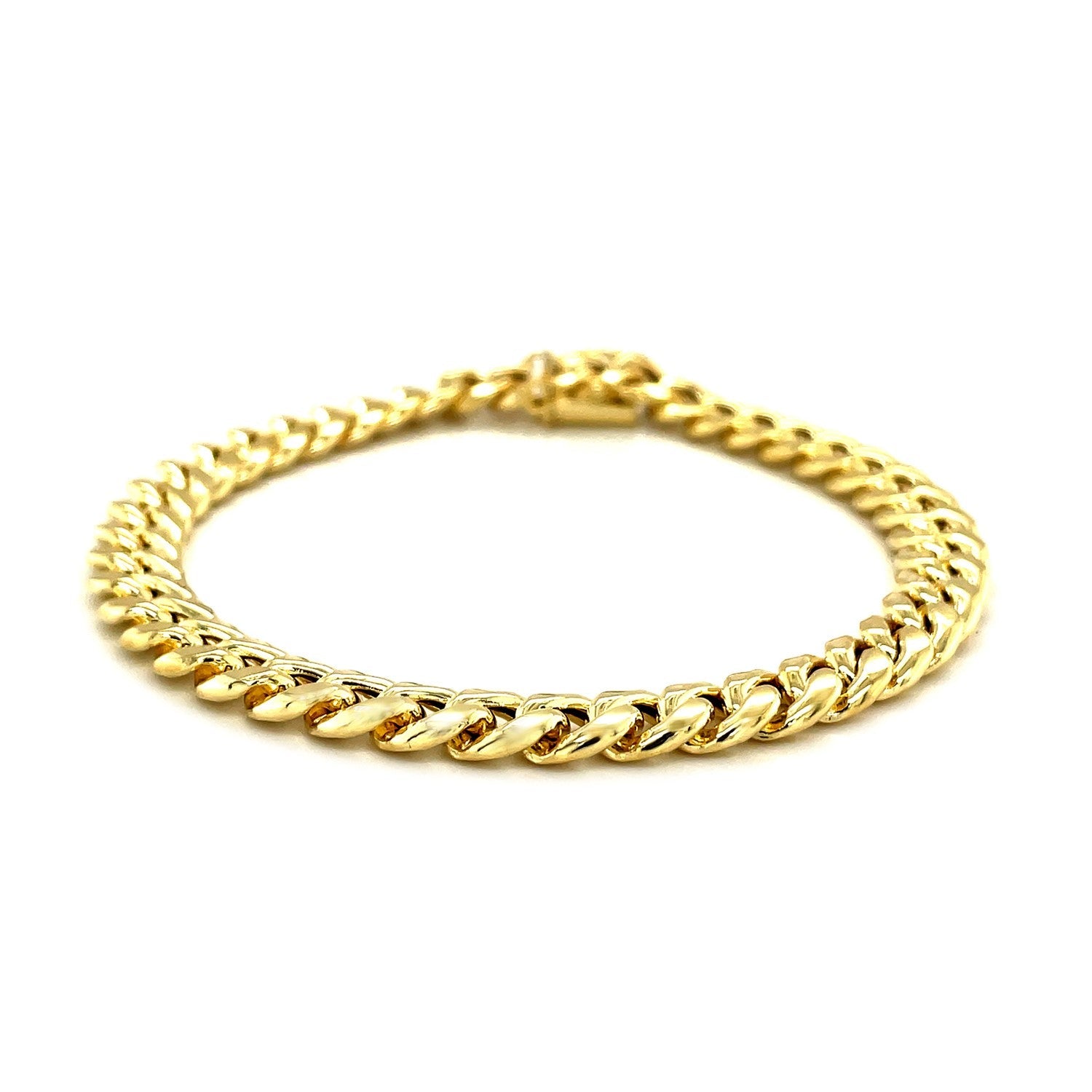 7.5mm 14k Yellow Gold Semi Solid Miami Cuban Bracelet-1