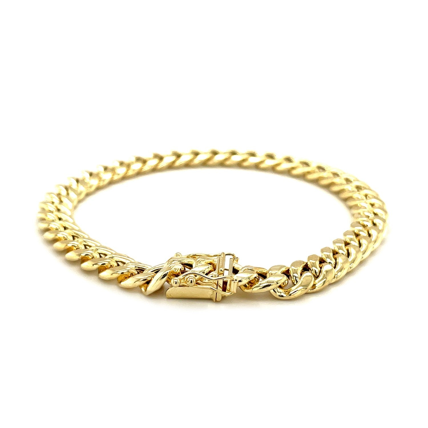 7.5mm 14k Yellow Gold Semi Solid Miami Cuban Bracelet-2