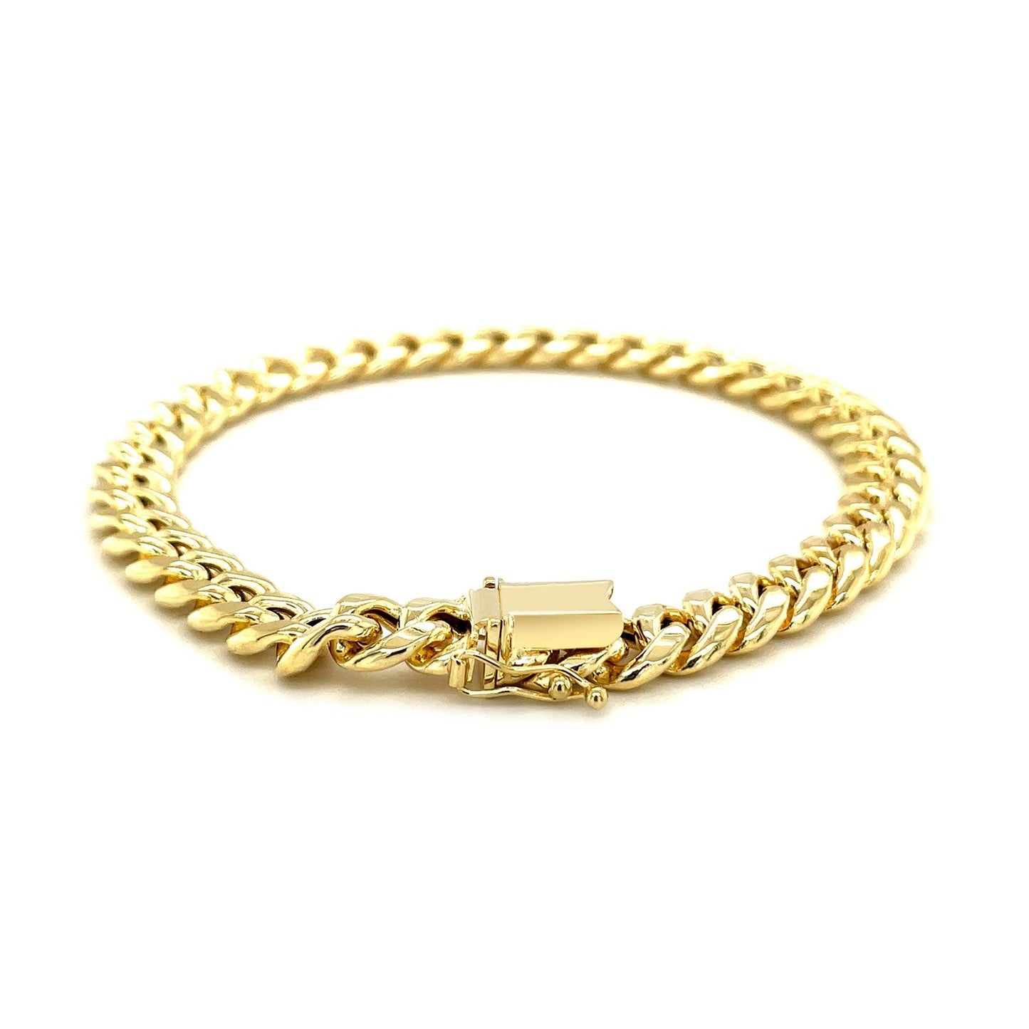 7.5mm 14k Yellow Gold Semi Solid Miami Cuban Bracelet-3