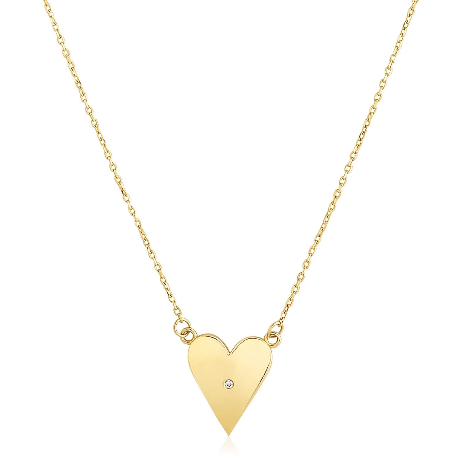 14k Yellow Gold High Polish Elongated Heart Necklace-0