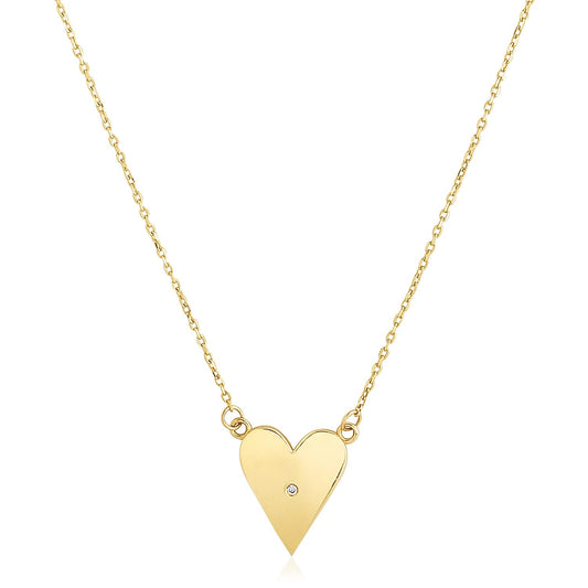 14k Yellow Gold High Polish Elongated Heart Necklace-0