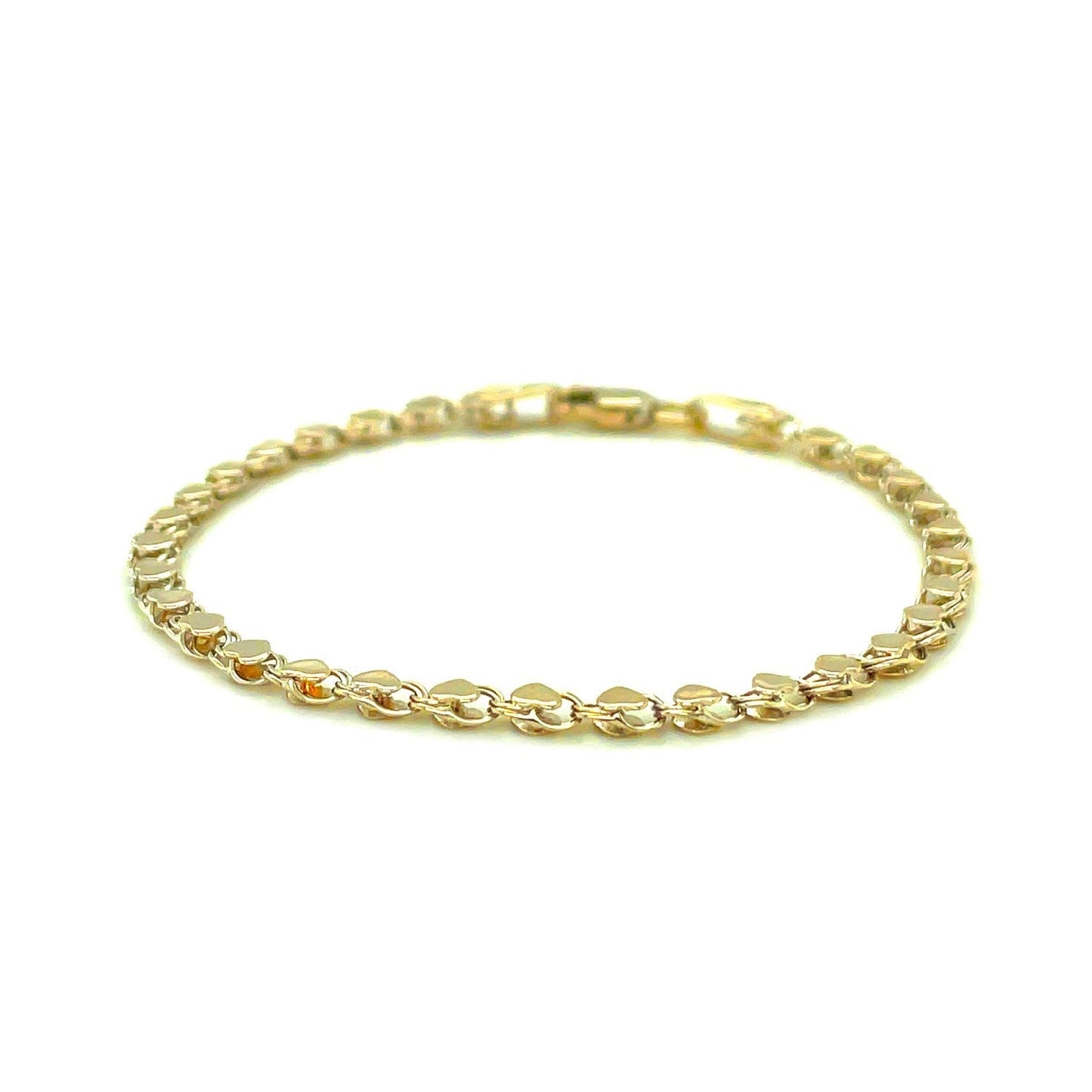 2.9mm 14k Yellow Gold Heart Anklet-1