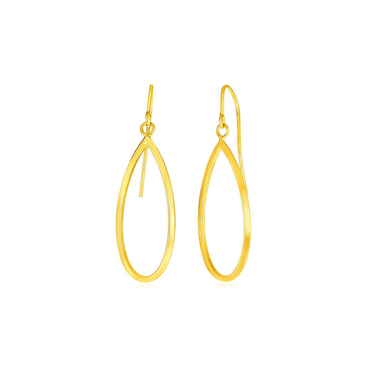 14k Yellow Gold Earrings with Polished Open Teardrop Dangles-0