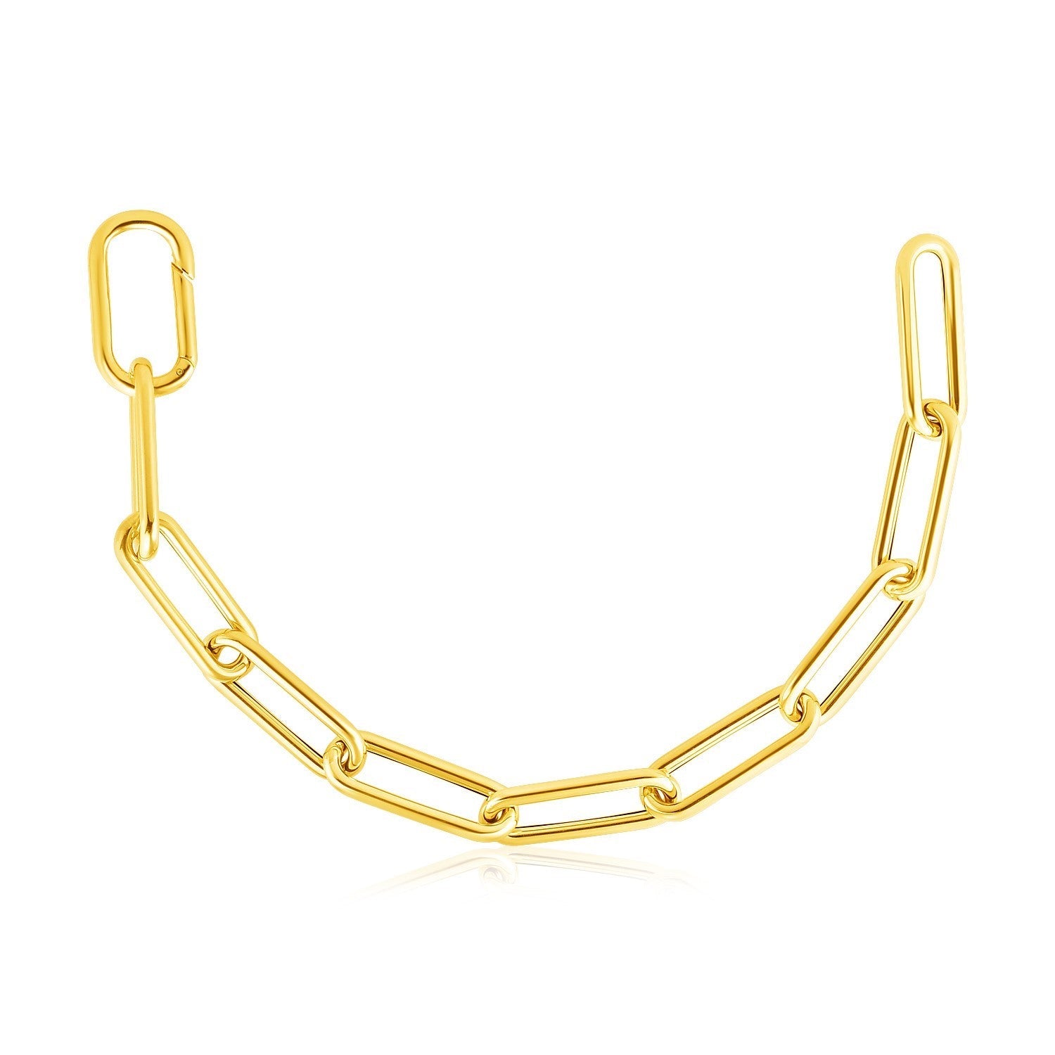 14k Yellow Gold Rounded Paperclip Chain Necklace-1