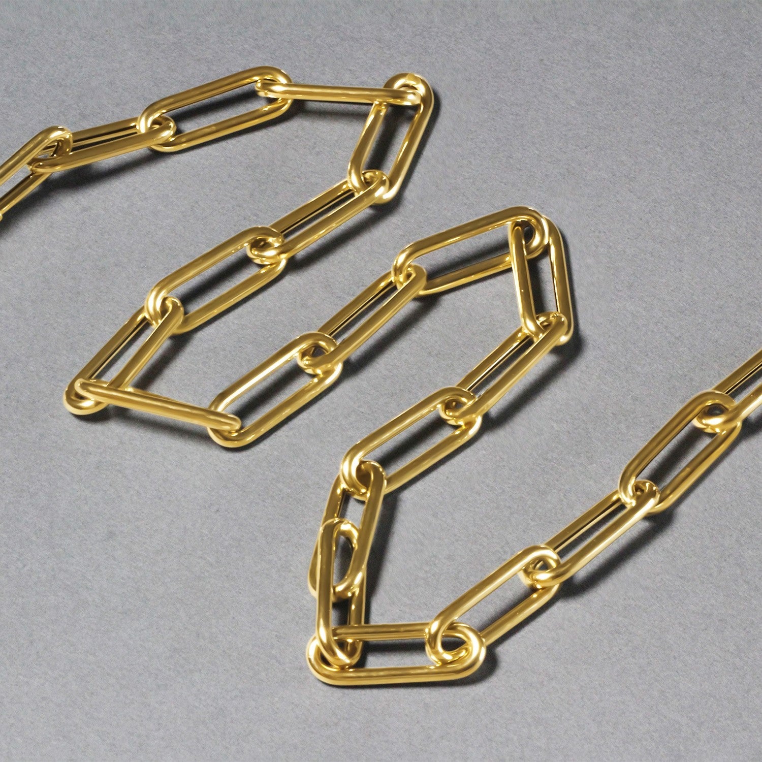 14k Yellow Gold Rounded Paperclip Chain Necklace-3