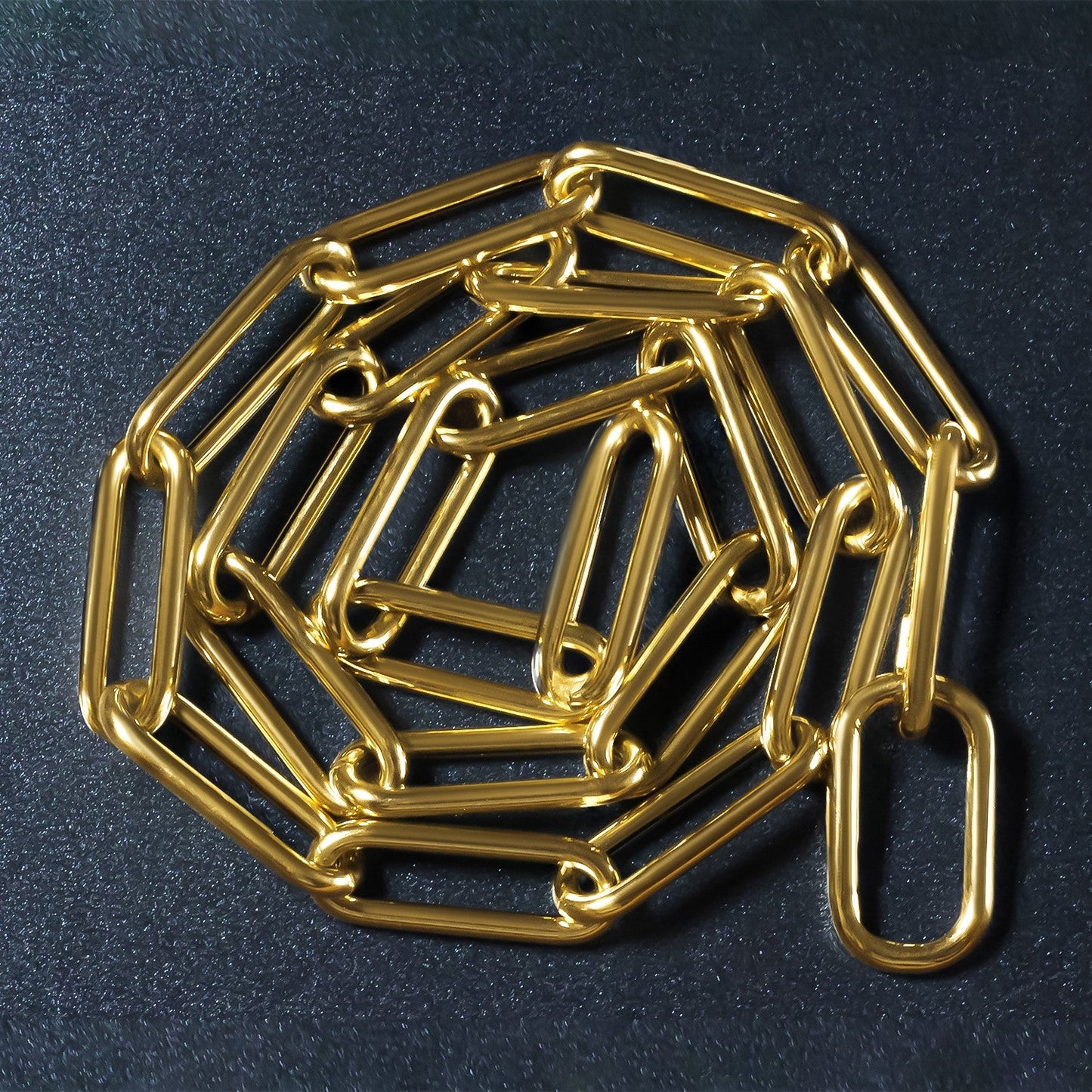 14k Yellow Gold Rounded Paperclip Chain Necklace-4