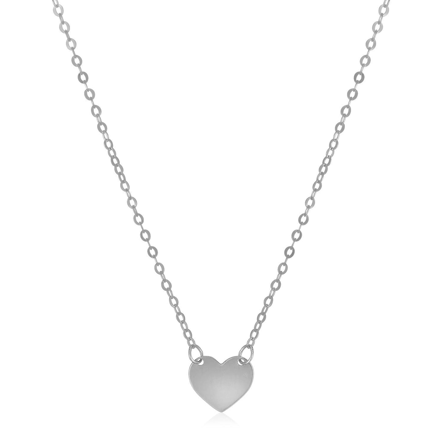 14k White Gold Polished Mini Heart Necklace-0