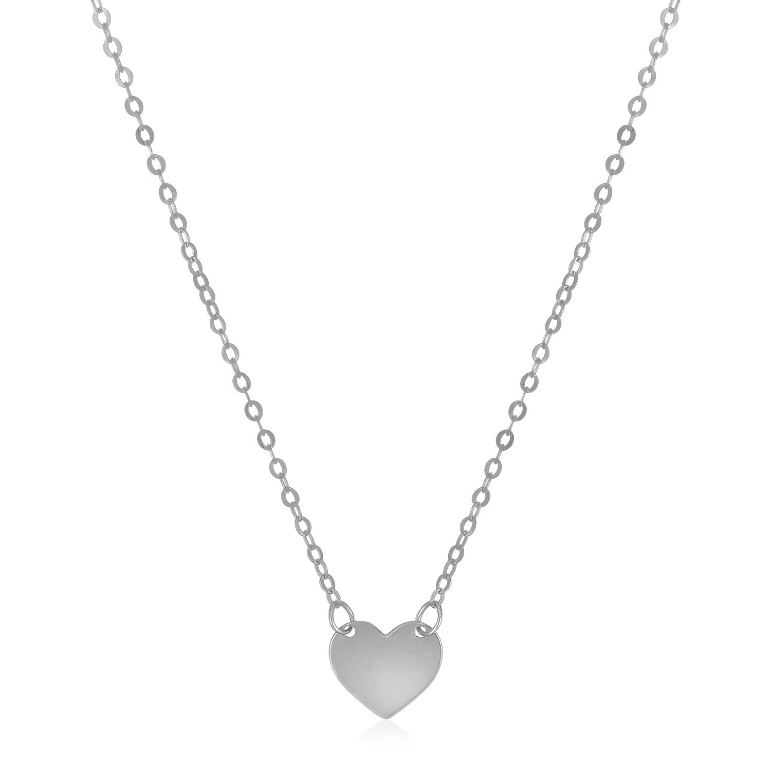 14k White Gold Polished Mini Heart Necklace-0