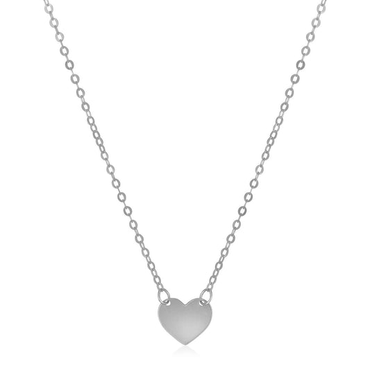 14k White Gold Polished Mini Heart Necklace-0
