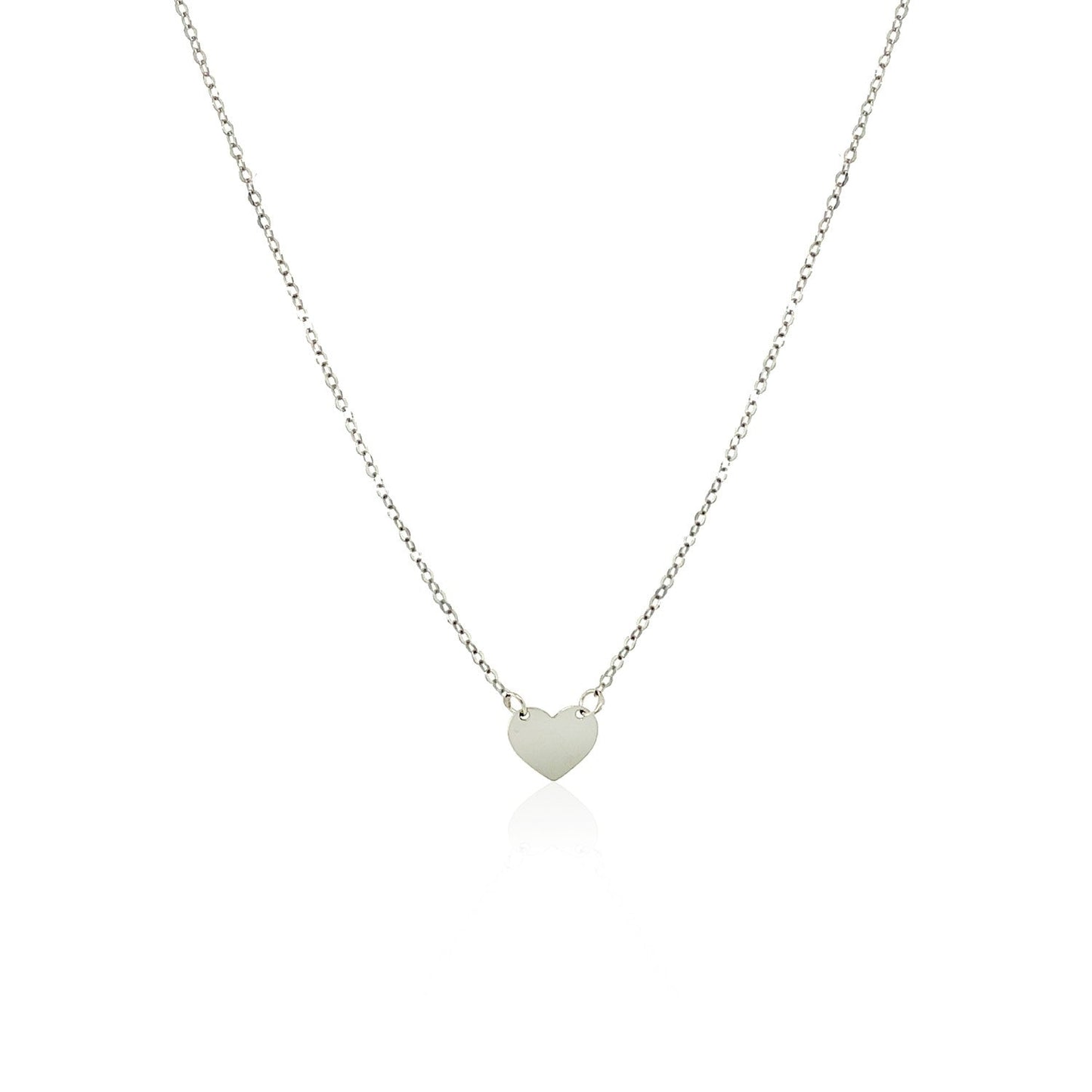 14k White Gold Polished Mini Heart Necklace-1
