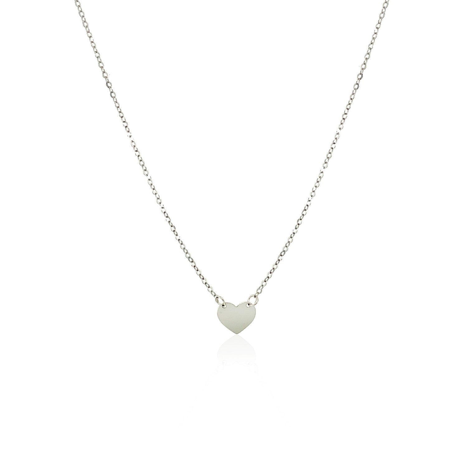 14k White Gold Polished Mini Heart Necklace-1