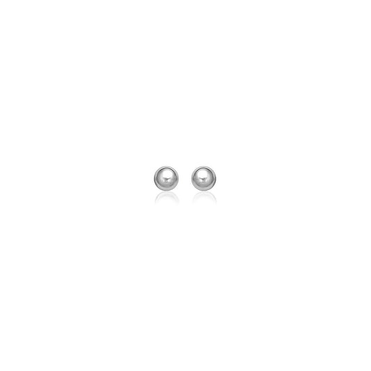 14k White Gold Spherical Stud Earrings (3.0 mm)-0