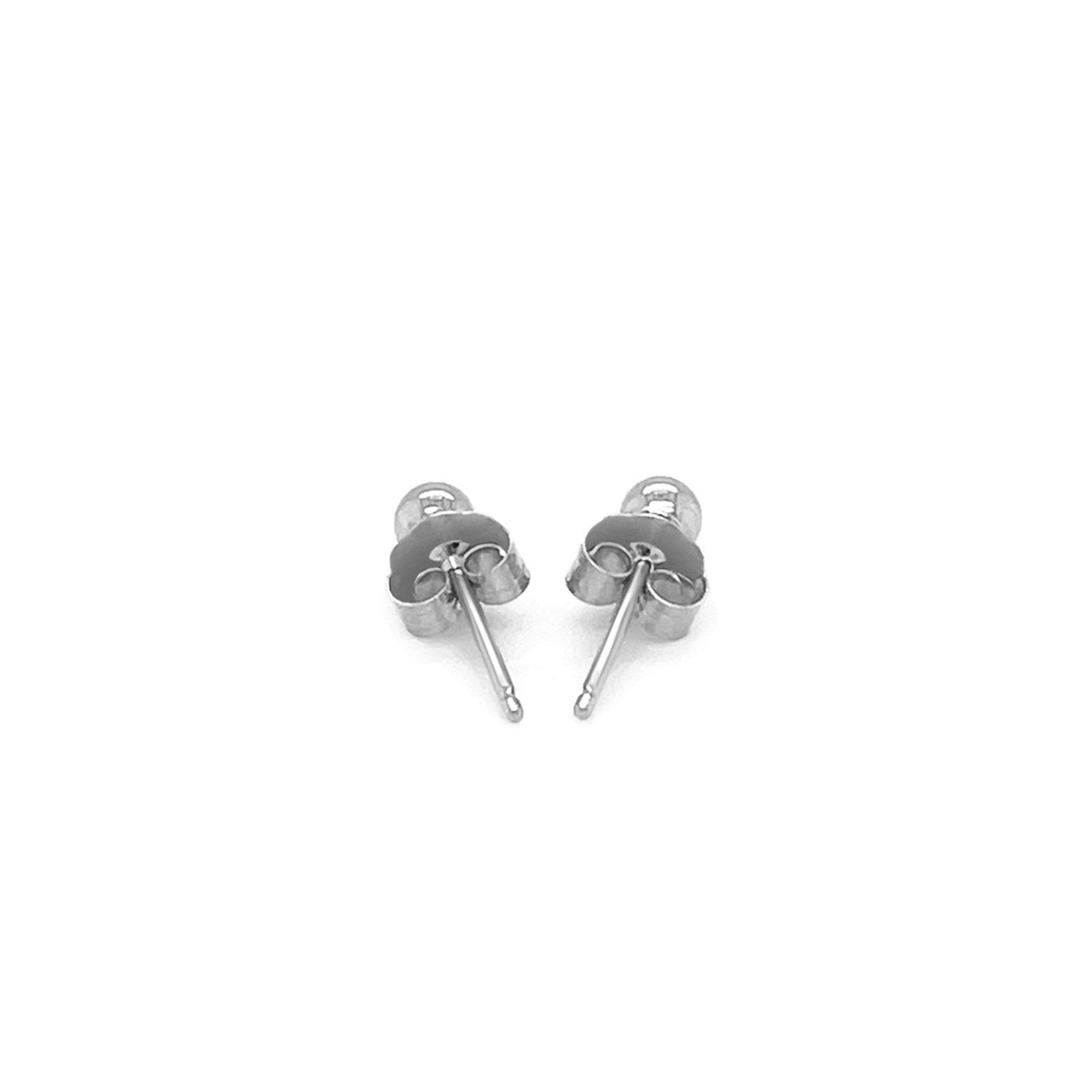 14k White Gold Spherical Stud Earrings (3.0 mm)-2