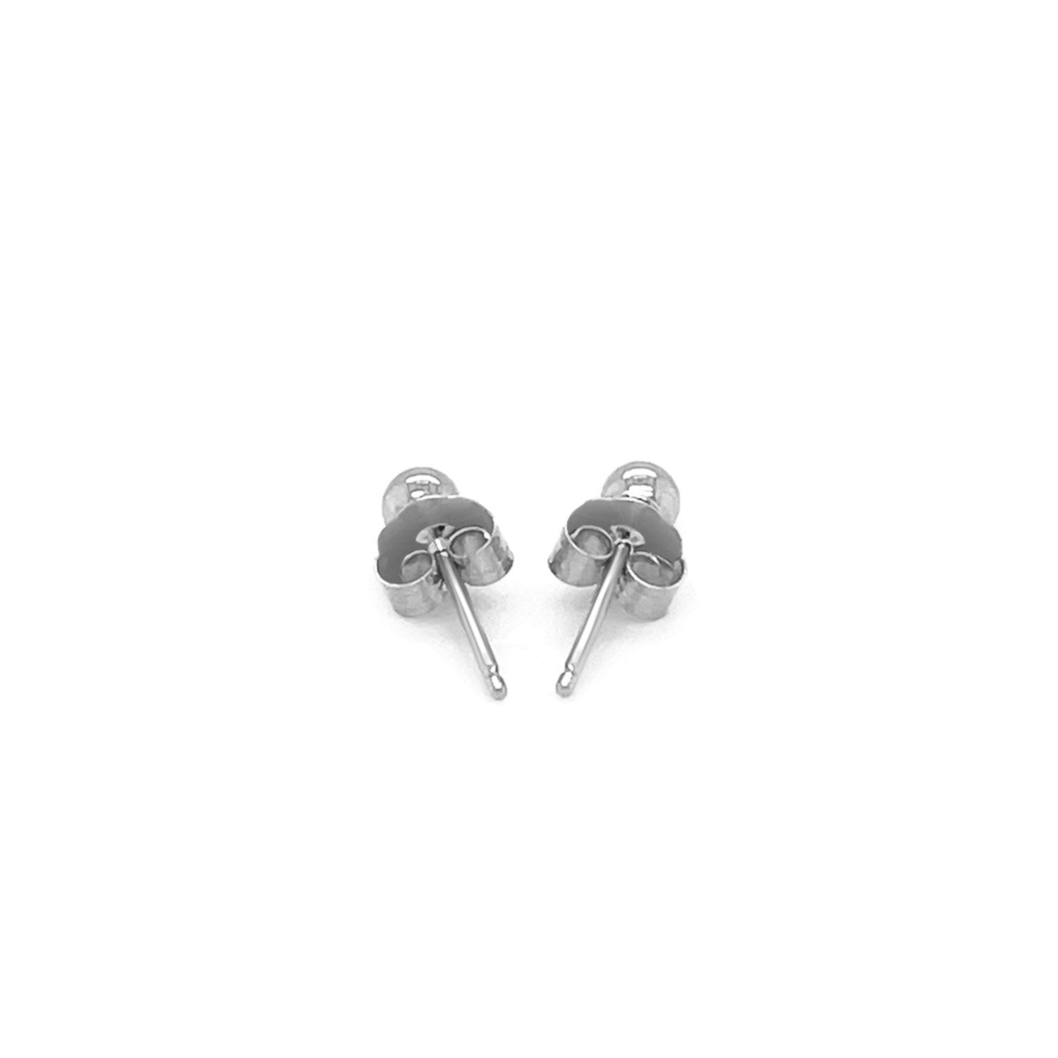 14k White Gold Spherical Stud Earrings (3.0 mm)-2