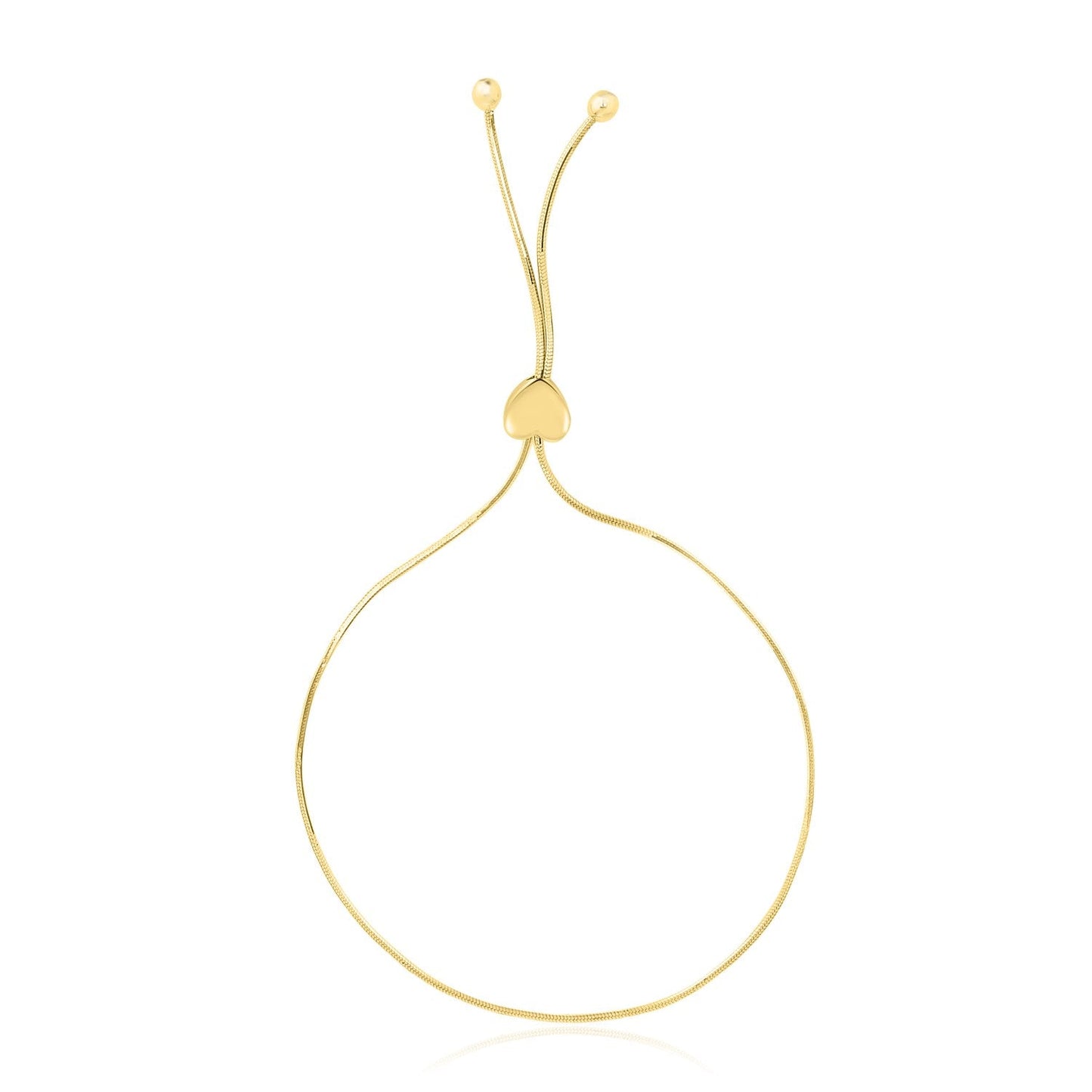 14k Yellow Gold Adjustable Lariat Style Heart Motif Bracelet-0