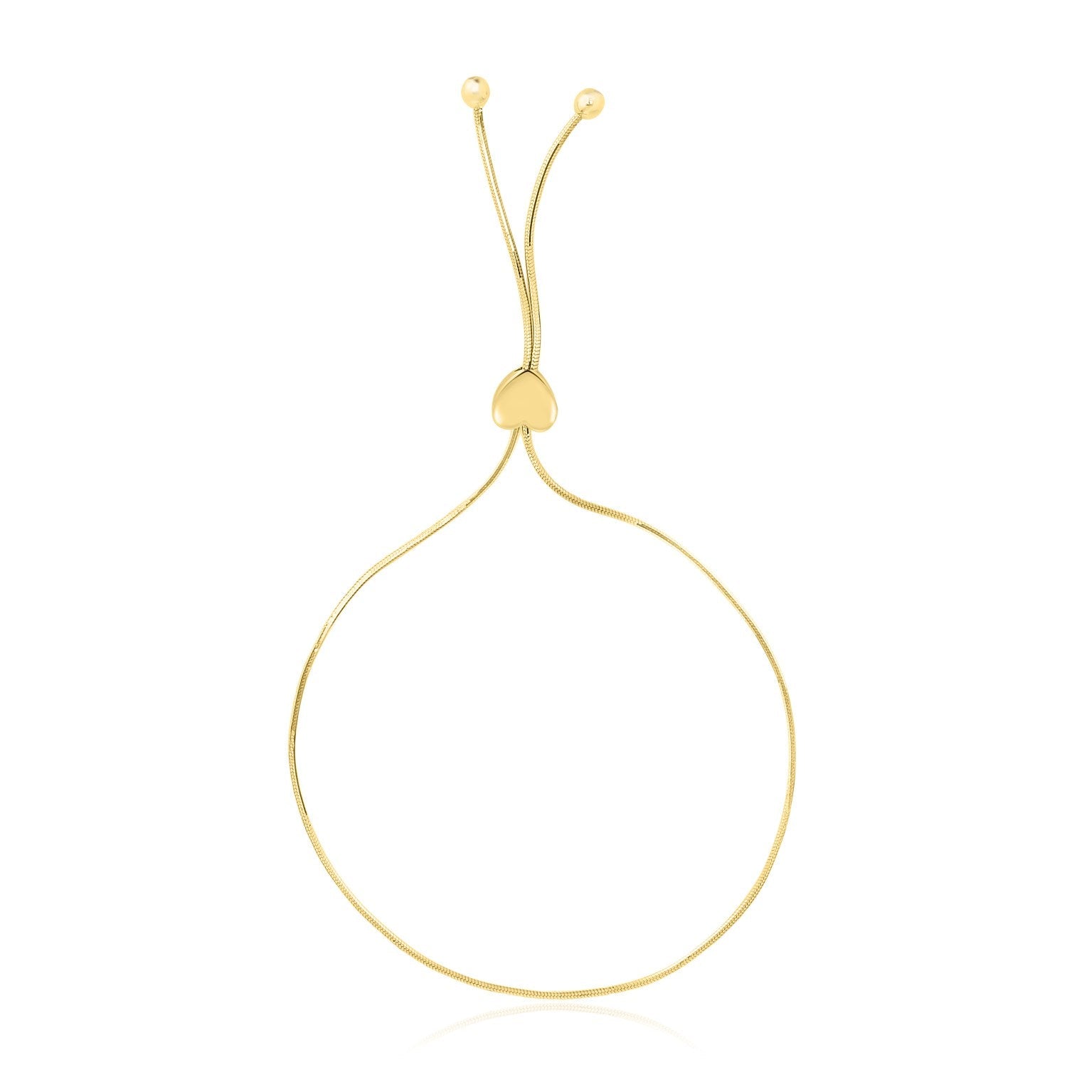 14k Yellow Gold Adjustable Lariat Style Heart Motif Bracelet-0