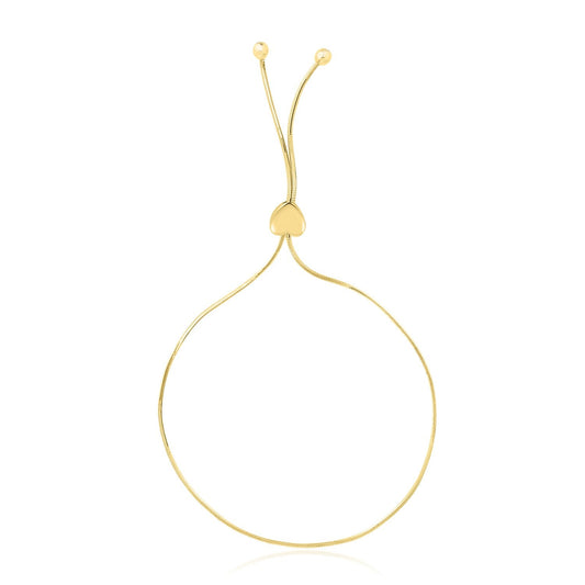 14k Yellow Gold Adjustable Lariat Style Heart Motif Bracelet-0