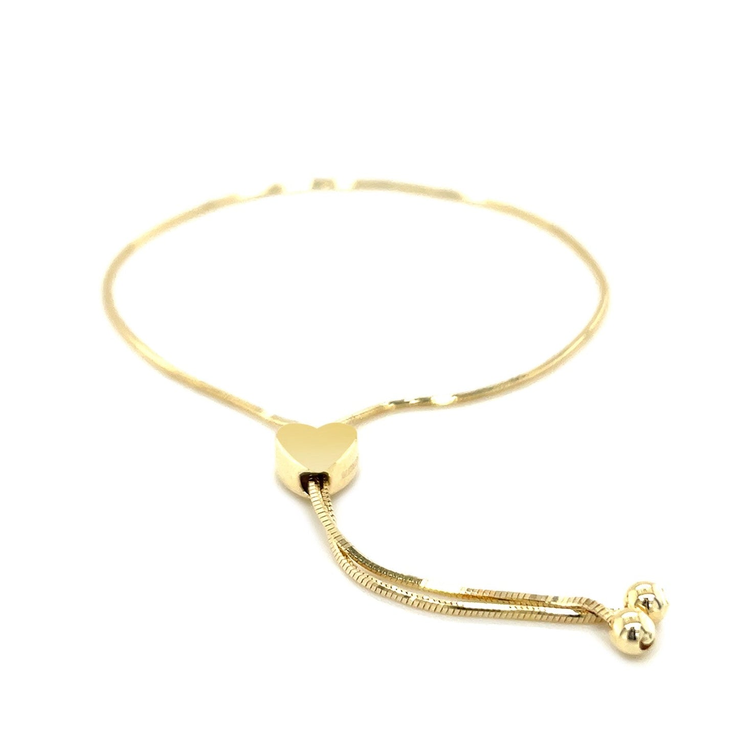 14k Yellow Gold Adjustable Lariat Style Heart Motif Bracelet-2